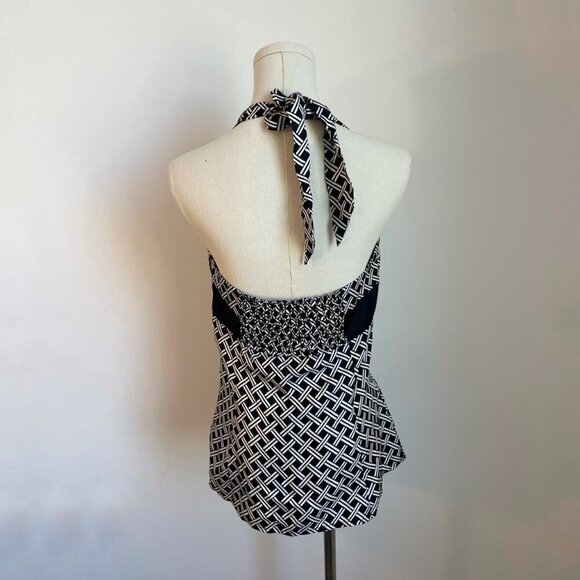 White House Black Market Black And White Halter Top - Picture 3 of 4
